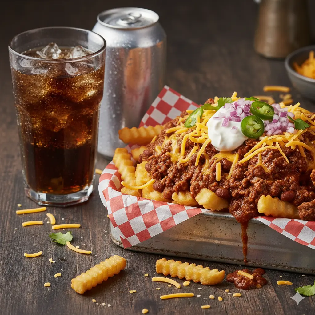 Chilli Loaded Fries with drink